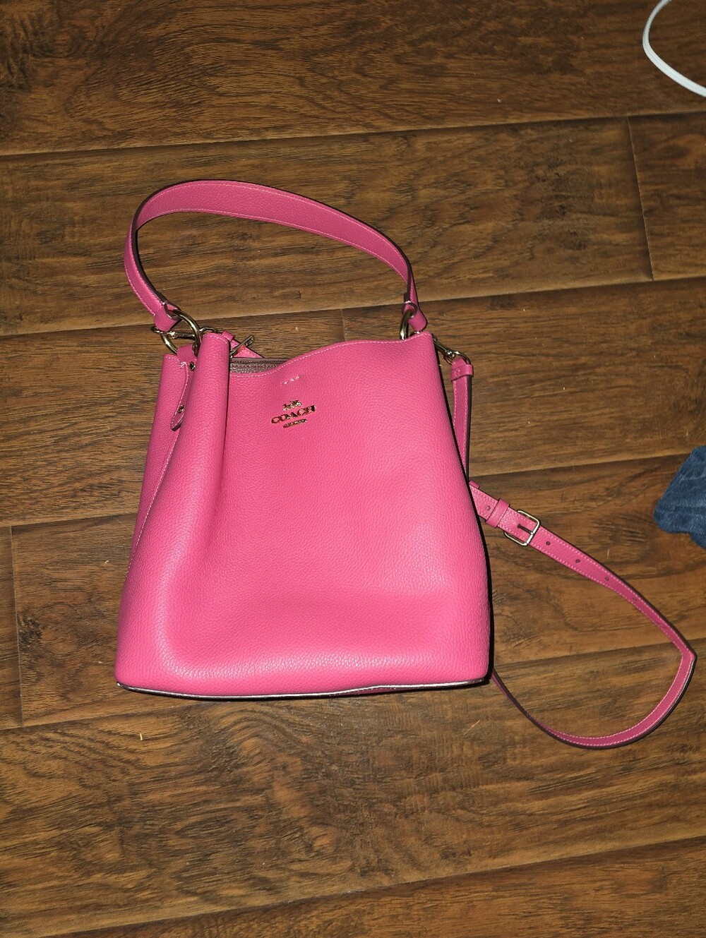 Coach Hot Pink Pebbled Leather Bucket Shoulder Bag